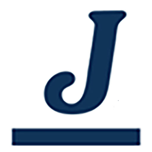 A stylized blue letter 'J' with an underscore beneath it.