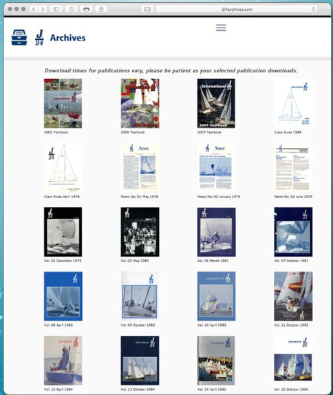 Website archive page displaying publication covers.