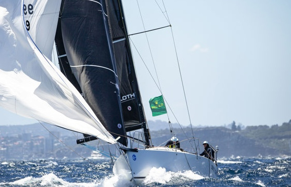 Sailboat racing on a windy day.