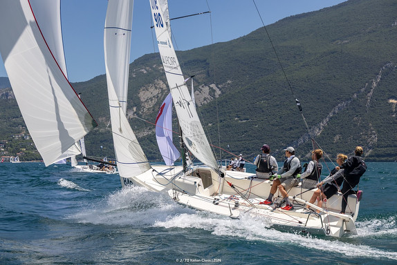Sailboat racing on a sunny day.