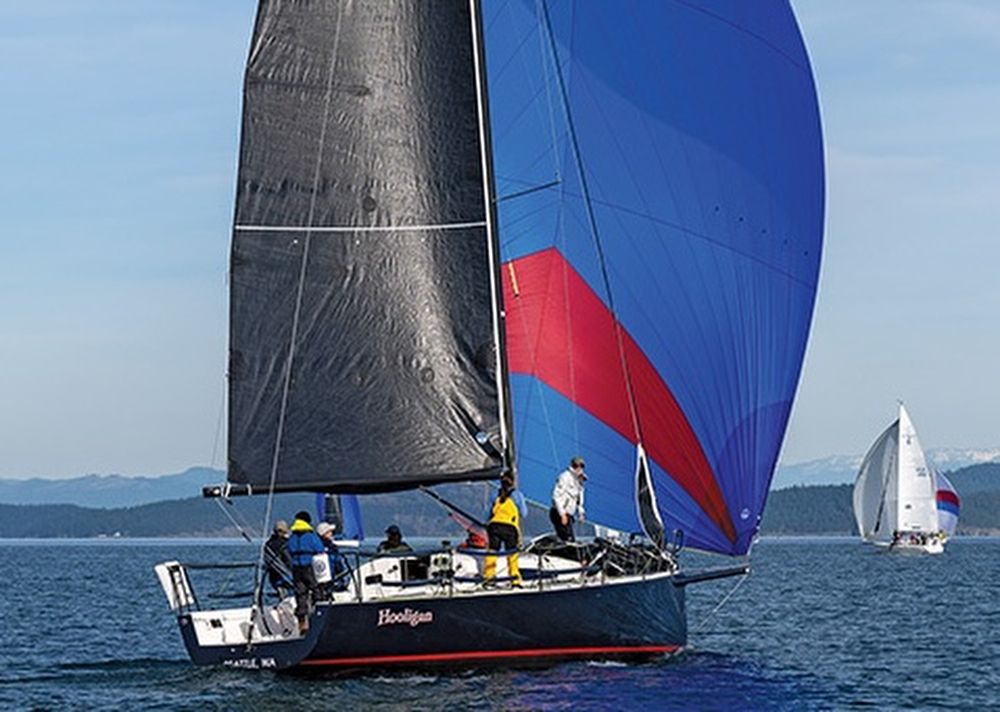 J/111 sailing Race to the Straits Regatta in Seattle, WA
