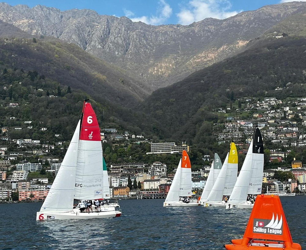 J/70s sailing on Lake Thunersee in Spiez, Switzerland