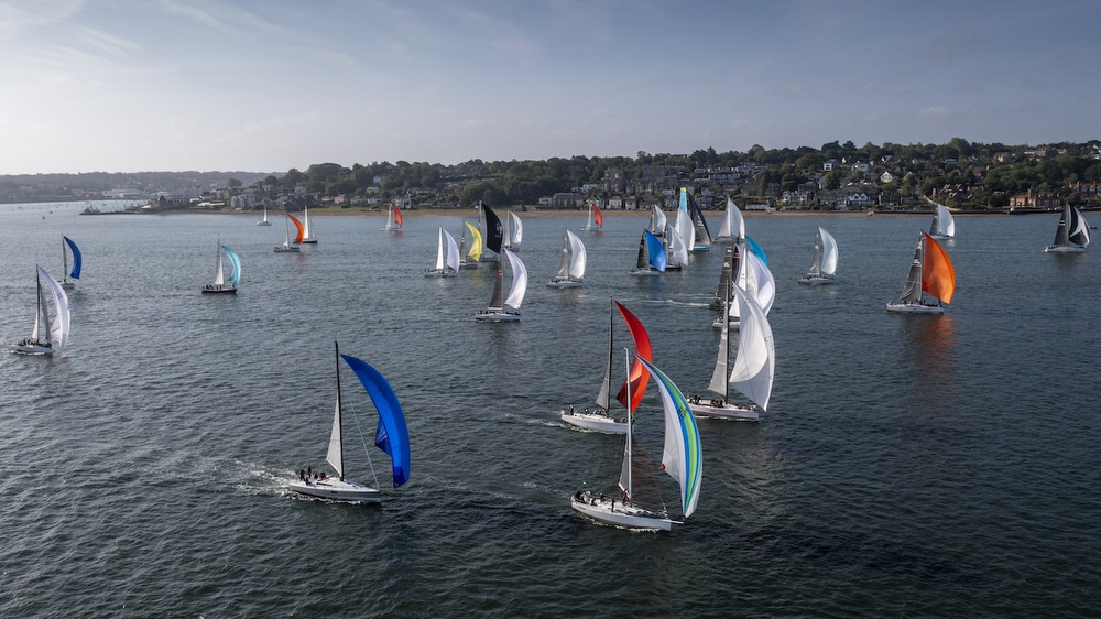RORC fleet start off Cowes, England