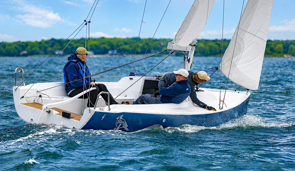 J/7 daysailer BLUE J sailing Annapolis, MD on Chesapeake Bay