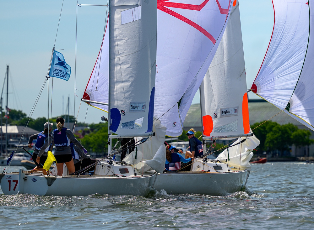 J/22s sailing Santa Maria Cup match race off Annapolis, MD