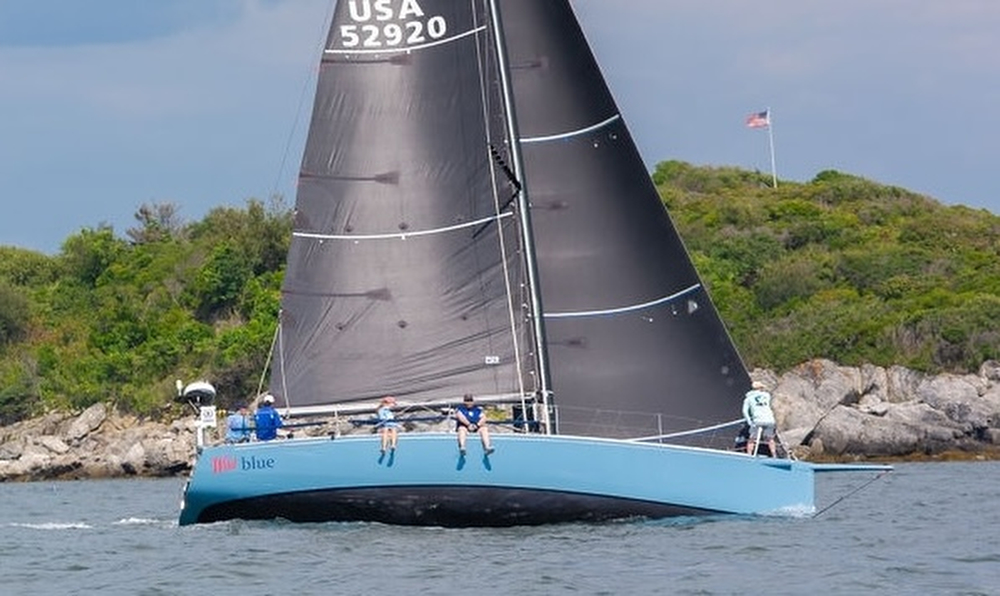 J/122 sailing Monhegan Island Race off Maine.