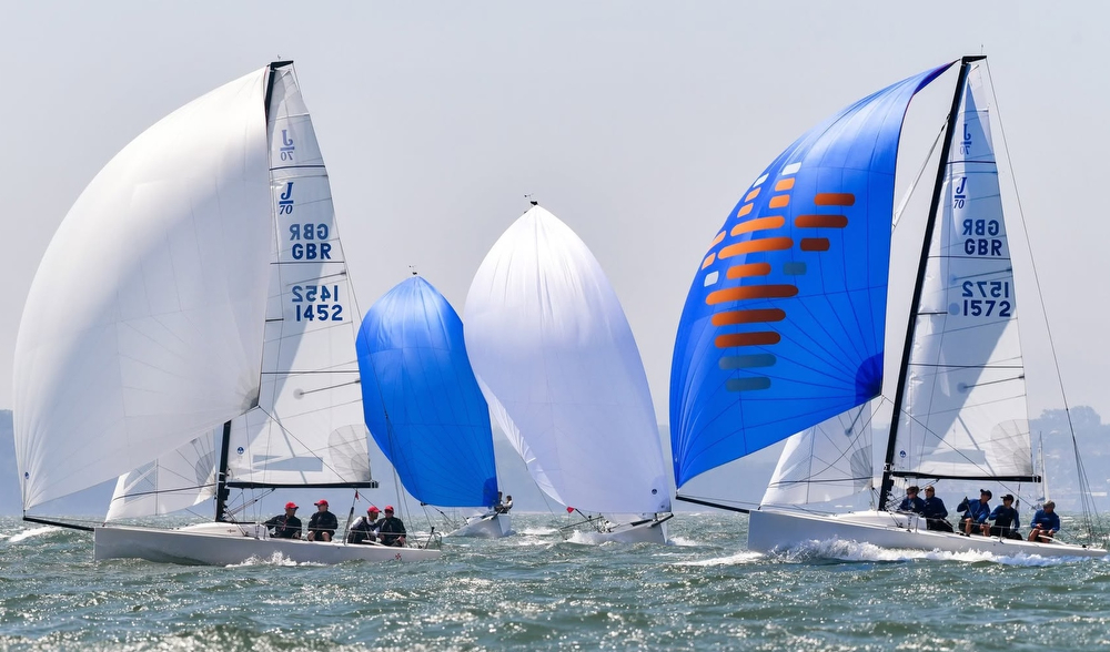 J/70s sailing UK Grand Slam Series on the Solent, England.