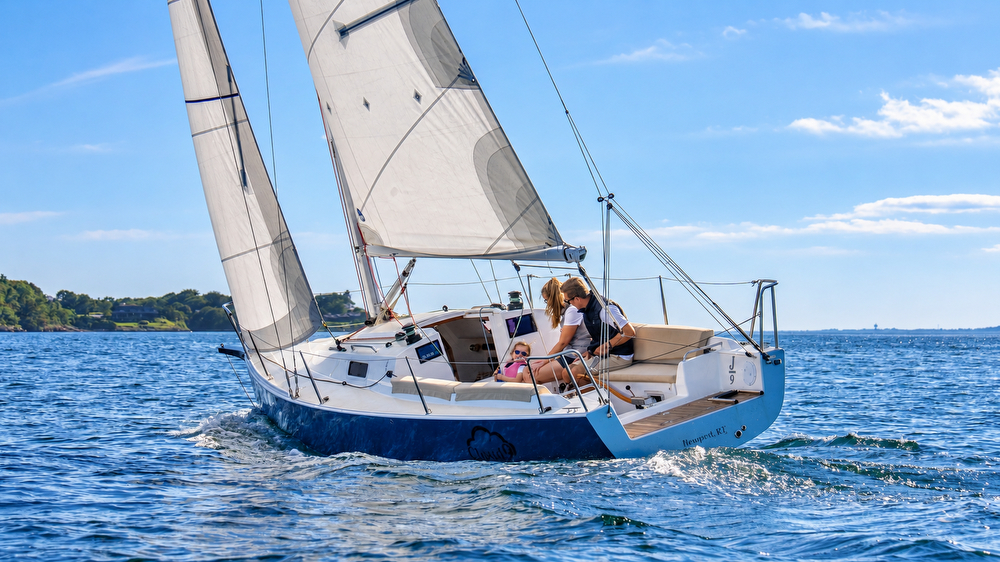 J/9 daysailer enjoying a cruise off Newport, RI