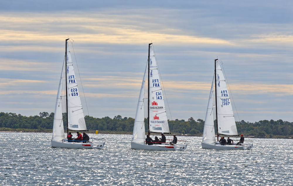 French J/70s sailing Nationals on Lake Biscarrosse, France. French J/70s sailing Nationals on Lake Biscarrosse, France.